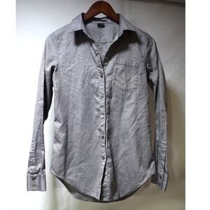 Theory Women’s Gray Cotton Button Front Oxford Shirt Size Small